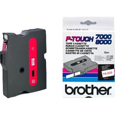 Brother TX-232F - (12 mm) - Rouge sur blanc - Ruban