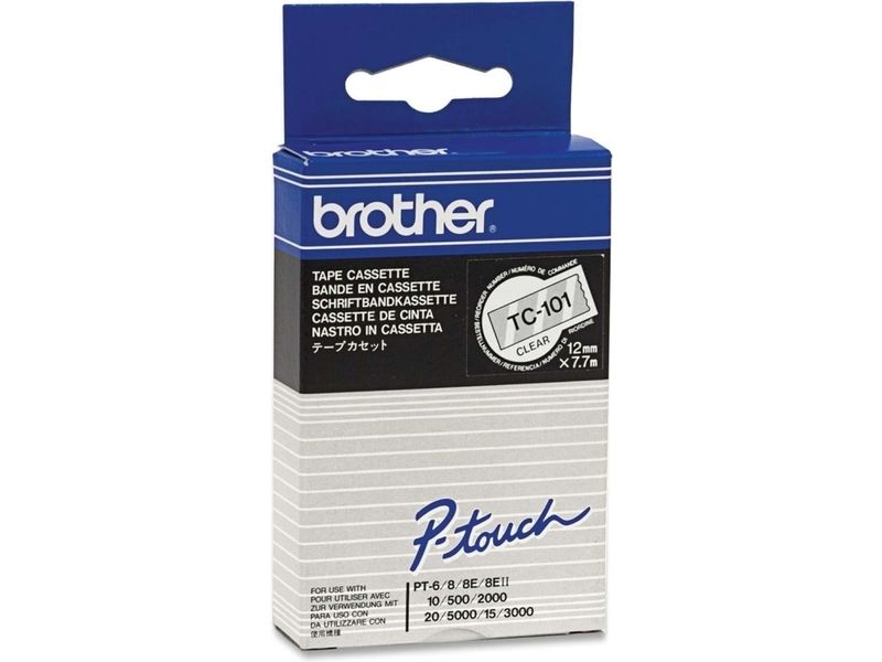 Brother TC-101 Tape Zwart op transparant (12 mm)