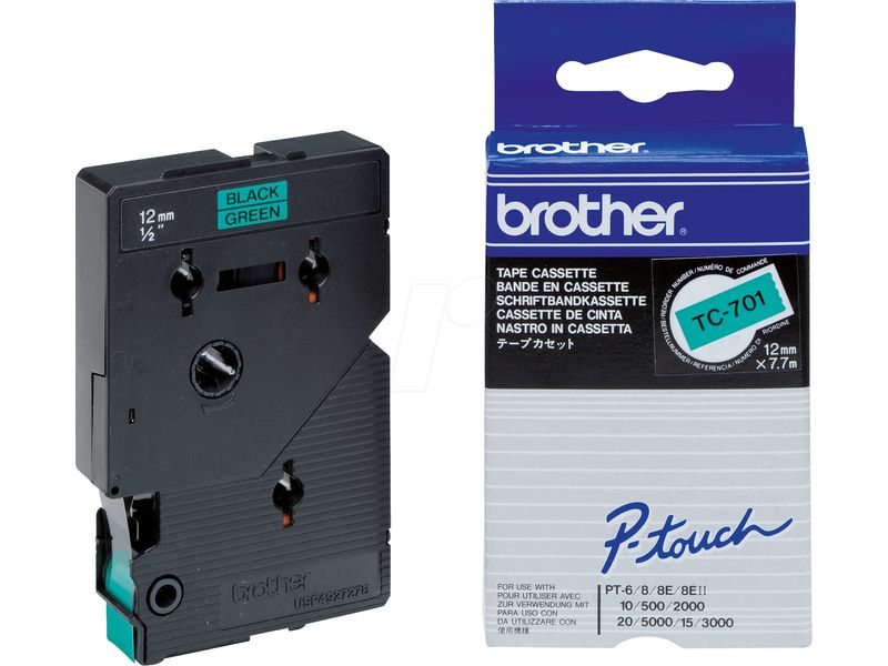 Brother - Noir, Vert - Rouleau (1,2 Cm) 1 Rouleau(X) Étiquettes