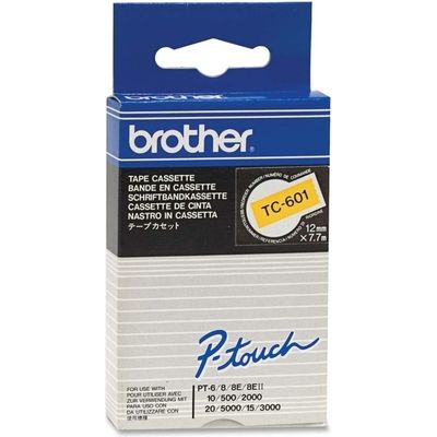 Brother TC-601 - (12 mm) - Noir sur jaune - Ruban