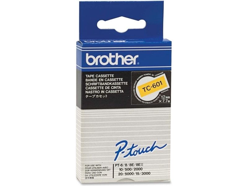 Brother TC-601 Tape Zwart op geel (12 mm)