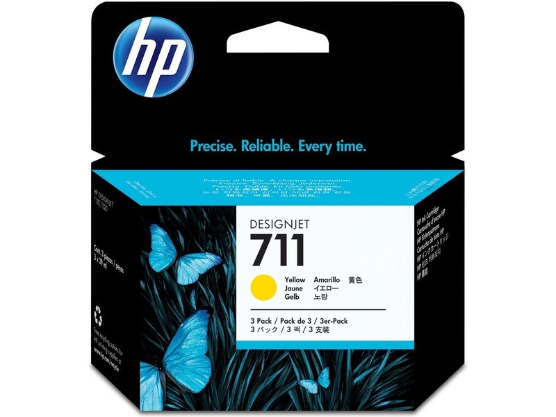HP 711 (CZ136A) Inktcartridge 3x Geel - Multipack