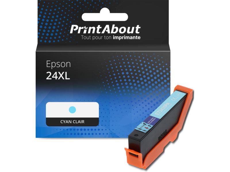 Cartouche compatible Epson 24XL (C13T24354012) - Cyan clair - Grande capacité