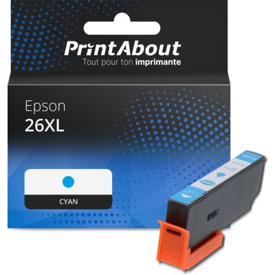Cartouche compatible Epson 26XL (C13T26324012) - Cyan - Grande capacité