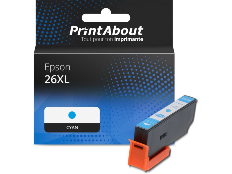 Cartouche compatible Epson 26XL (C13T26324012) - Cyan - Grande capacité