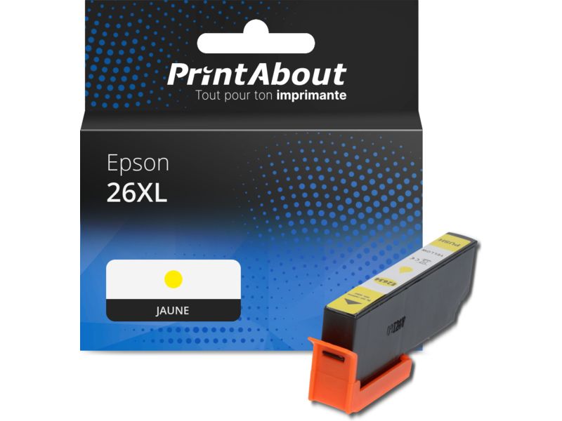 Cartouche compatible Epson 26XL (C13T26344012) - Jaune - Grande capacité