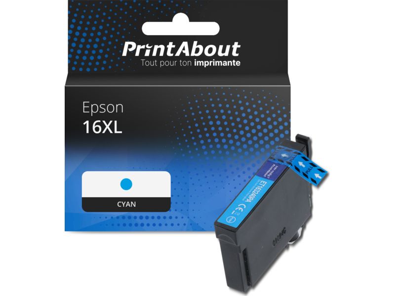 Cartouche compatible Epson 16XL (C13T16324012) - Cyan - Grande capacité