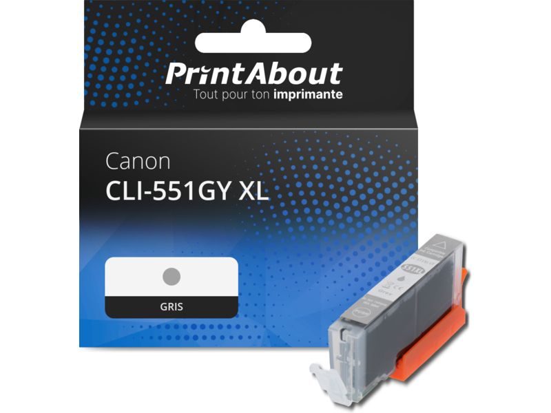 Cartouche compatible Canon CLI-551GY XL - Gris - Grande capacité