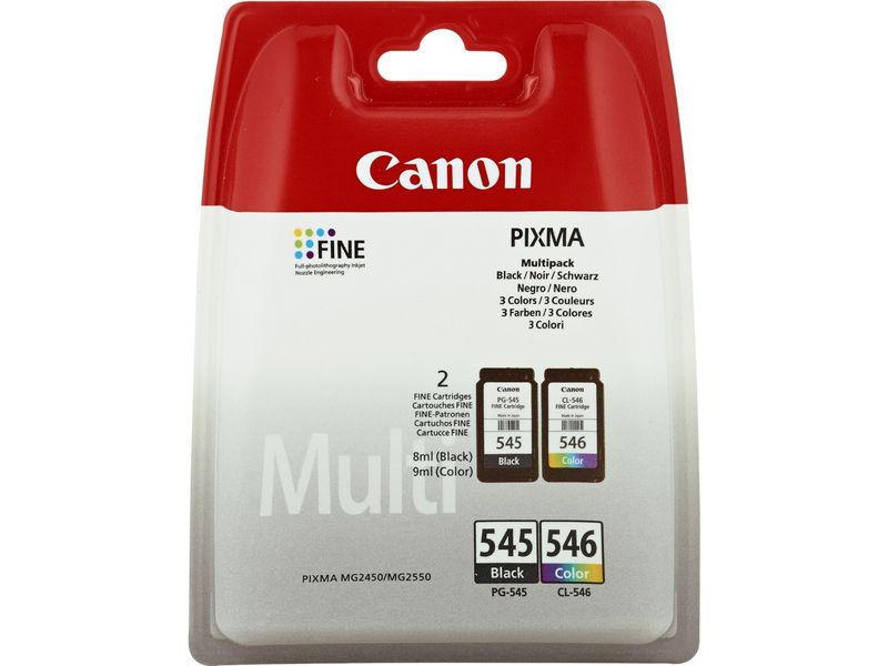 Canon 545 / CL-546 Multipack - Pack de 2 cartouches d'encre originales - noir, couleurs (cyan, magenta, jaune)