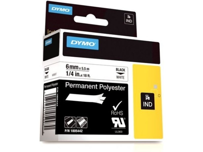 Dymo 1805442 Tape Zwart op wit (6 mm)