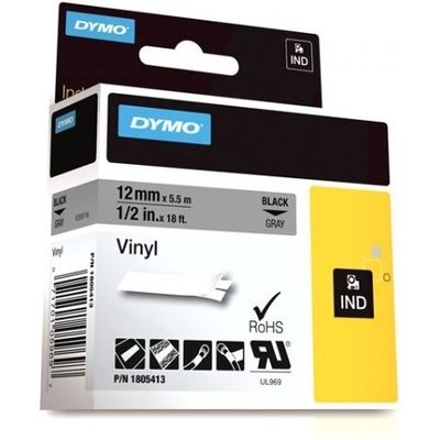 Dymo 1805413 - (12 mm) - Noir sur gris - Ruban