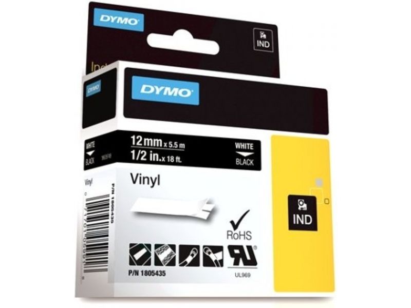 Dymo 1805435 Tape Wit op zwart (12 mm)