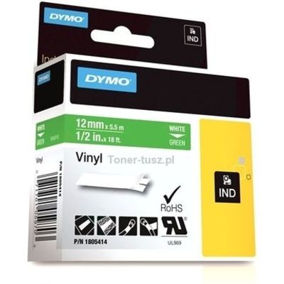 Dymo 1805414 - (12 mm) - Blanc sur vert - Ruban