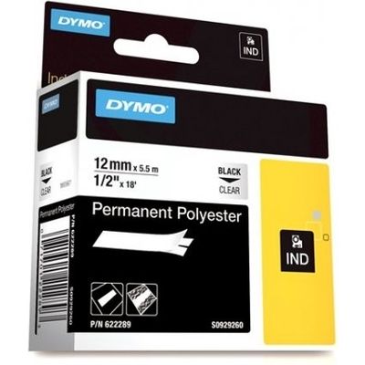 Dymo 622289 - (12 mm) - Noir sur transparent - Ruban