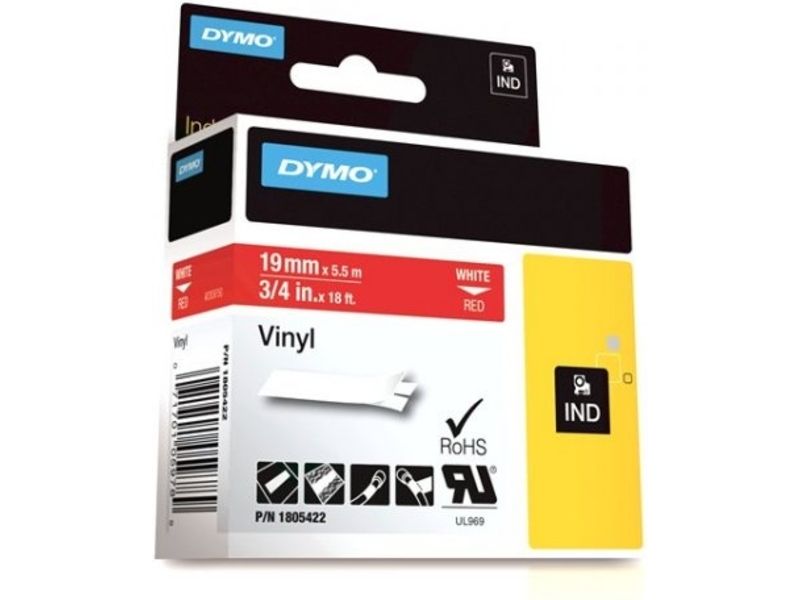 Dymo 1805422 Tape Wit op rood (19 mm)