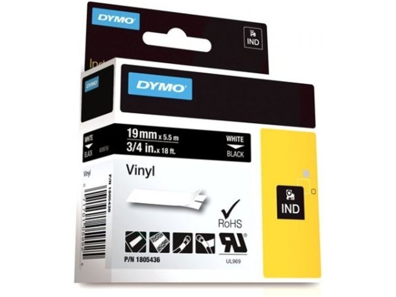 Dymo 1805436 Tape Wit op zwart (19 mm)