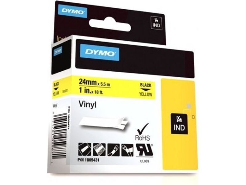 Dymo 1805431 Tape Zwart op geel (24 mm)