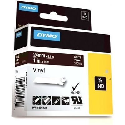 Dymo 1805424 Ruban d'étiquetage blanc sur brun (24 mm)
