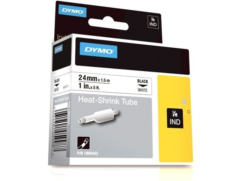 DYMO Rhino Heat Shrink Tubes - Tube de dissipateur thermique - noir sur blanc - Rouleau (2,4 cm x 1,5 m) - pour Rhino 4200, 6000, 6000 Hard Case Kit, 6500; RhinoPRO 6500 Professional Labeling...