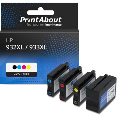 Cartouche compatible HP 932XL / 933XL (C2P42AE) - 4 couleurs - Grande capacité - Multipack