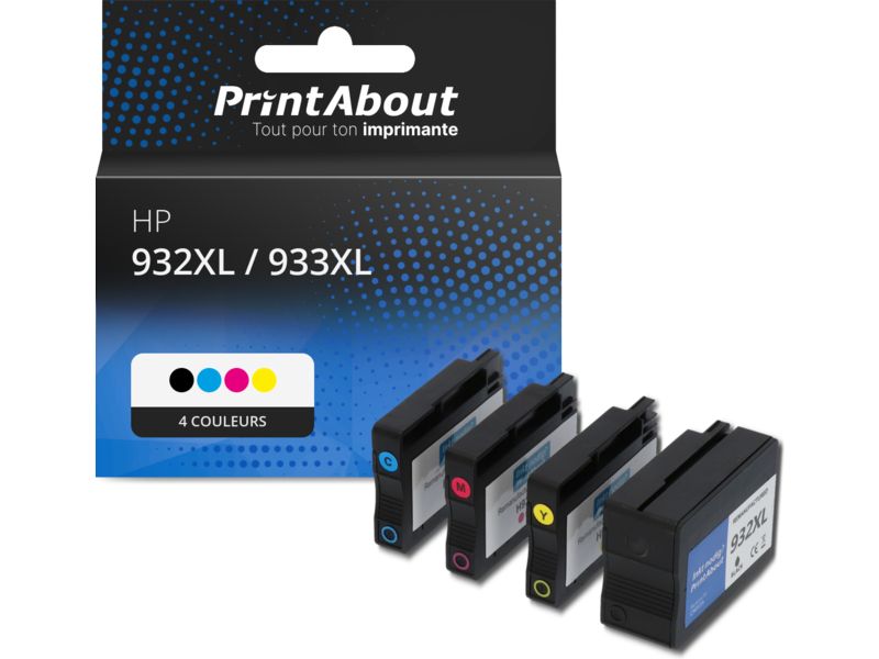 Cartouche compatible HP 932XL / 933XL (C2P42AE) - 4 couleurs - Grande capacité - Multipack