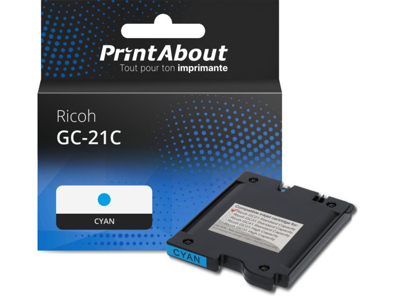 Cartouche compatible Ricoh GC-21C (405533) - Cyan