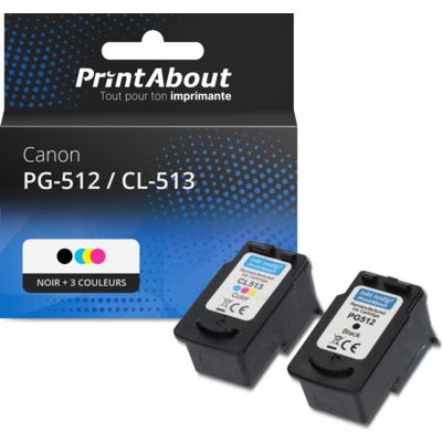 Cartouche compatible Canon PG-512 / CL-513 - Noir + 3 couleurs - Grande capacité - Multipack