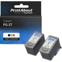 Cartouche compatible Canon PG-37 / CL-38 - Noir + 3 couleurs - Multipack