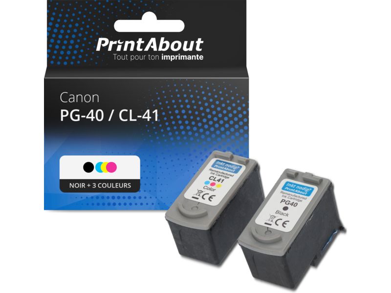 Cartouche compatible Canon PG-40 / CL-41 - Noir + 3 couleurs - Multipack