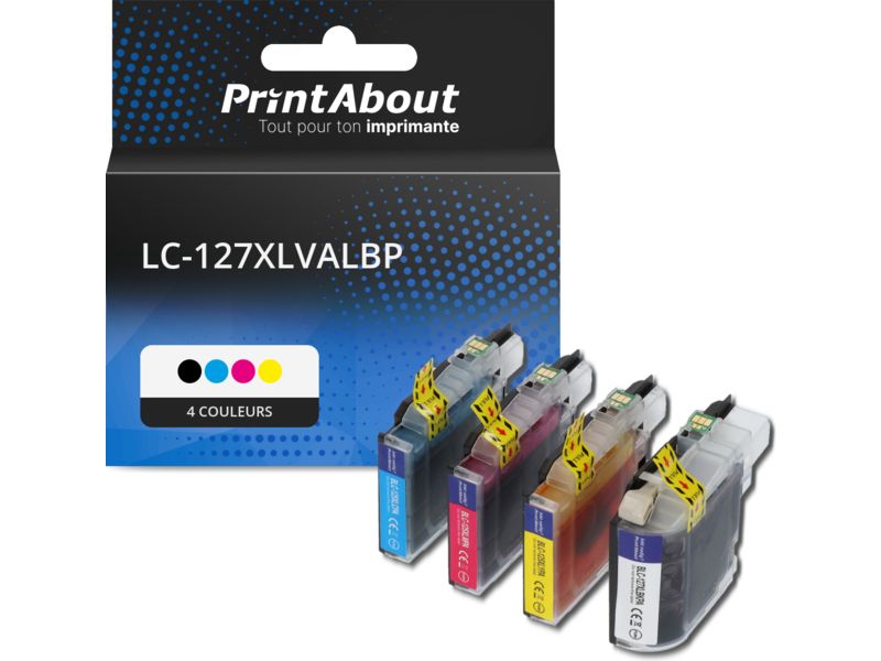 Cartouche compatible Brother LC-127XLVALBP - 4 couleurs - Grande capacité - Multipack