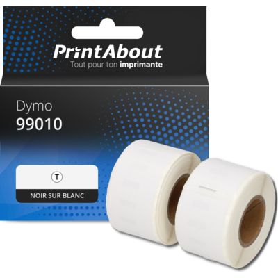 Étiquette compatible Dymo 99010 - (28 mm x 89 mm) 2 rouleaux - Noir sur blanc