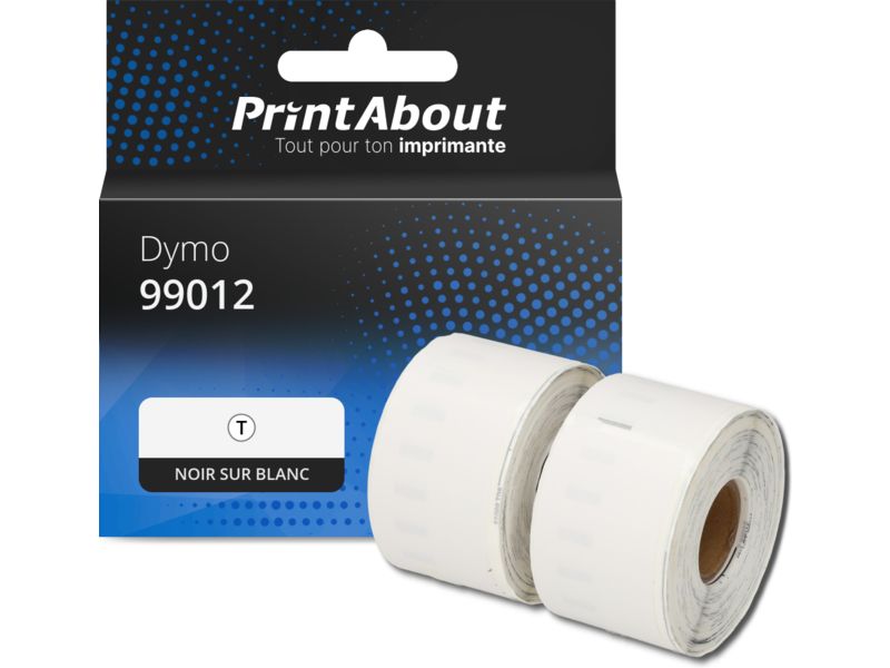 Étiquette compatible Dymo 99012 - (36 mm x 89 mm) 2 rouleaux - Noir sur blanc