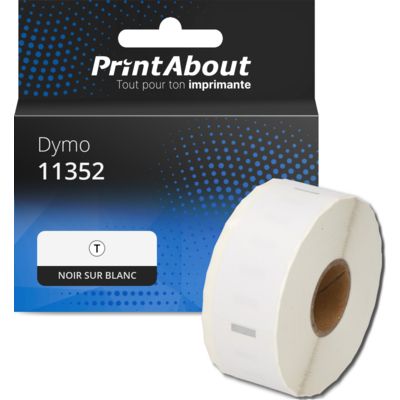 Étiquette compatible Dymo 11352 (S0722520) - (54 mm x 25 mm) - Noir sur blanc