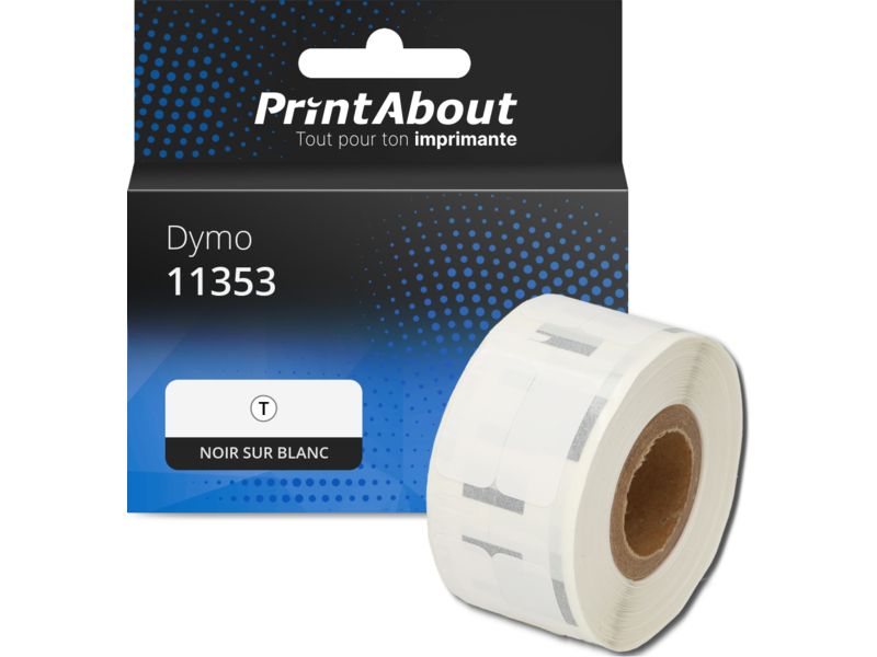 Étiquette compatible Dymo 11353 - (13 mm x 25 mm) - Noir sur blanc