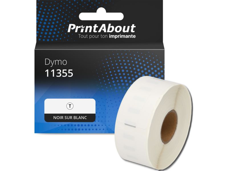 Étiquette compatible Dymo 11355 - (19 mm x 51 mm) - Noir sur blanc