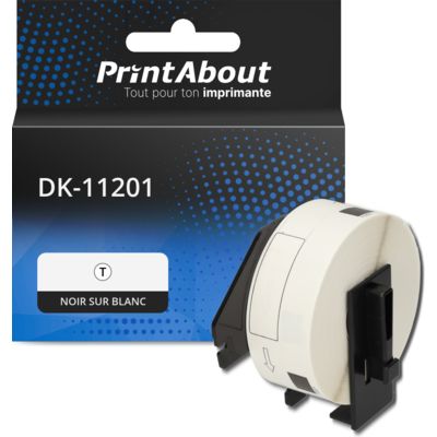 Étiquette compatible Brother DK-11201 - (29 mm x 90 mm) - Noir sur blanc