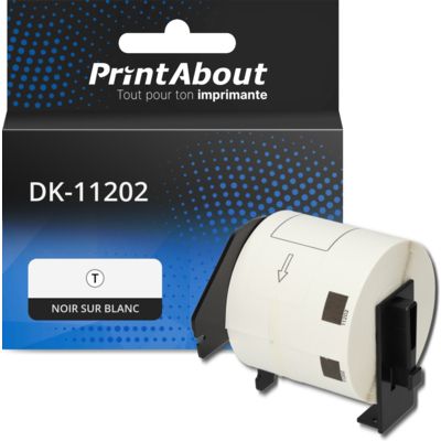 Étiquette compatible Brother DK-11202 - (62 mm x 100 mm) - Noir sur blanc