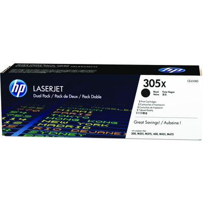 Toner HP 305X (CE410XD) noir haute capacité 2x - Multipack