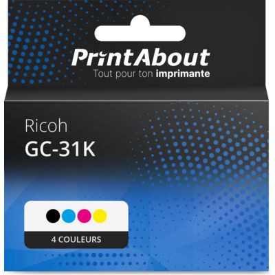 Cartouche compatible Ricoh GC-31K (405688) - 4 couleurs - Multipack
