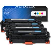 Toner compatible HP 312X (CF380X) - 4 couleurs - Grande capacité - Multipack