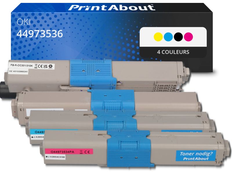 Toner compatible OKI 44973536 - 4 couleurs - Multipack