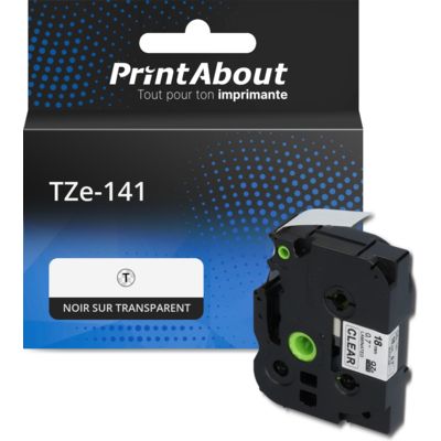 Ruban compatible Brother TZe-141 - (18 mm) - Noir sur transparent
