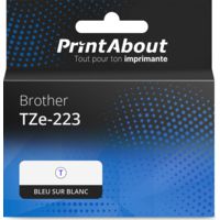 Ruban compatible Brother TZe-223 - (9 mm) - Bleu sur blanc