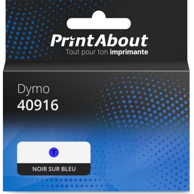 Ruban compatible Dymo 40916 (S0720710) - (9 mm) - Noir sur bleu
