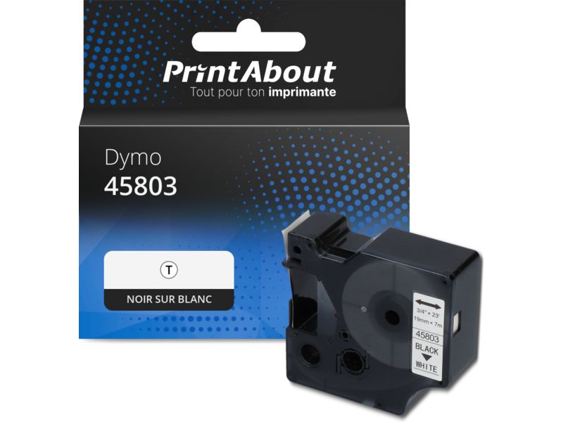 Ruban compatible Dymo 45803 (S0720830) - (19 mm) - Noir sur blanc