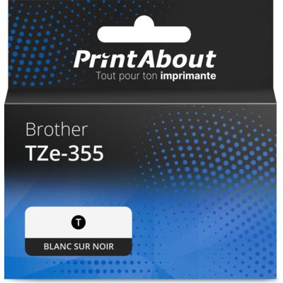 Ruban compatible Brother TZe-355 - (24 mm x 24 mm) - Blanc sur noir