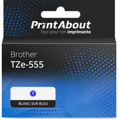 Ruban compatible Brother TZe-555 - (24 mm x 24 mm) - Blanc sur bleu
