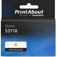 Ruban compatible Dymo 53718 (S0720980) - (24 mm x 24 mm) - Noir sur jaune