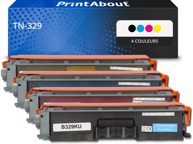 Toner compatible Brother TN-329 - 4 couleurs - Très grande capacité - Multipack