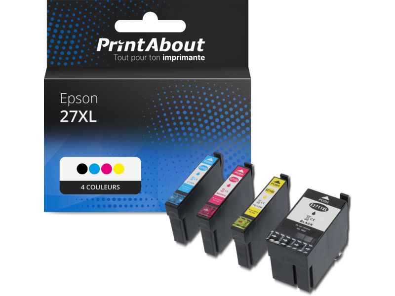 Cartouche compatible Epson 27XL (T2711/12/13/144010) - 4 couleurs - Grande capacité - Multipack